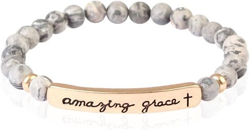 RIAH FASHION Inspirational Message Prayer Beaded Bracelet - Christian Bible Cuff Blessed, Faith, Love, Hope Natural Stone Bead Stretch Strand Bangle in Saudi Arabia
