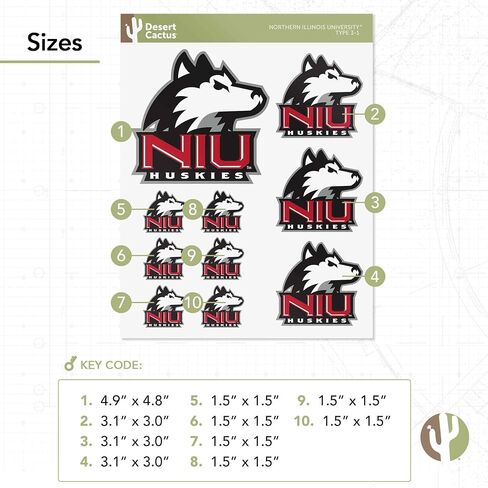 Desert Cactus Northern Illinois University Stickers NIU Huskies Vinyl Decals Laptop Water Bottle Car Scrapbook T3 (Type 3-1) in Saudi Arabia