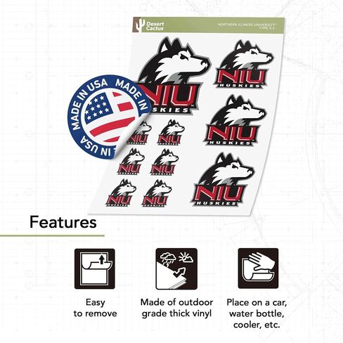Desert Cactus Northern Illinois University Stickers NIU Huskies Vinyl Decals Laptop Water Bottle Car Scrapbook T3 (Type 3-1) in Saudi Arabia
