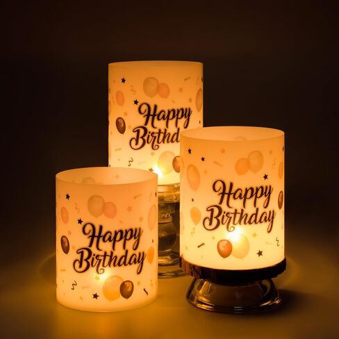 8 Pack Votive Wrap Candle Holder, Happy Birthday Tealight Candle Holder Bulk, White Plastic Lanterns with Eucalyptus Stem for Tea Light and Pillar Candles Table Centerpieces for Birthday Party in Saudi Arabia