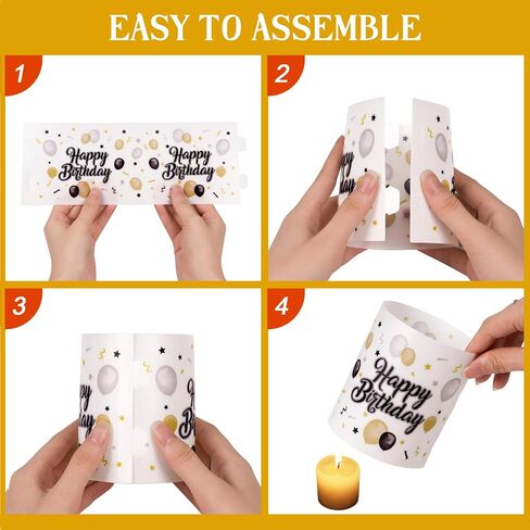 8 Pack Votive Wrap Candle Holder, Happy Birthday Tealight Candle Holder Bulk, White Plastic Lanterns with Eucalyptus Stem for Tea Light and Pillar Candles Table Centerpieces for Birthday Party in Saudi Arabia