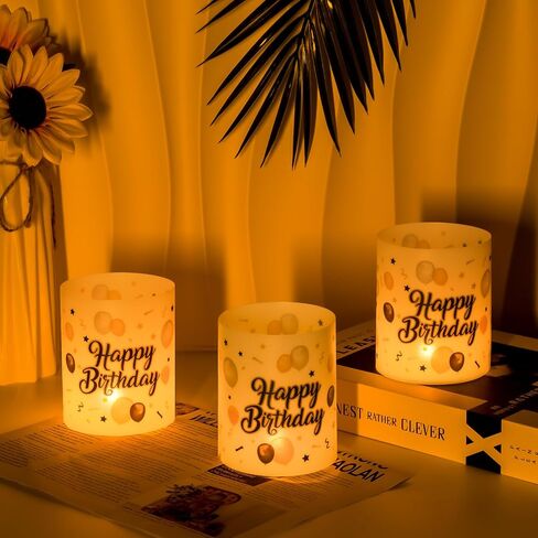 8 Pack Votive Wrap Candle Holder, Happy Birthday Tealight Candle Holder Bulk, White Plastic Lanterns with Eucalyptus Stem for Tea Light and Pillar Candles Table Centerpieces for Birthday Party in Saudi Arabia
