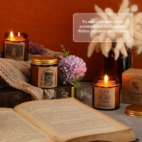 6 قطع من هدايا محبي الكتب من MTLEE، 3.5 أونصة، شموع معطرة، هدايا يوم العشاق، رف كتب ريفي، جرة شمع الصويا لقراء نادي التخرج، كتاب طلاب المدارس، مكتب المعلم (بني) in Saudi Arabia