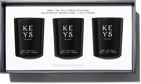 Keys Soulcare Sage + شمعة حليب الشوفان، عطر منزلي بفتيل واحد، رائحة مهدئة + مريحة للجسم والعقل، شمع الصويا، نباتي، لم يتم الإساءة إلى الحيوانات لتصنيعه. in Saudi Arabia