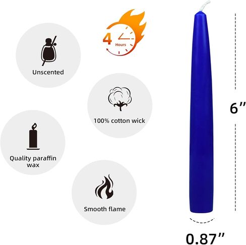 12-Piece Taper Candles, 6-Inch, Royal Blue in Saudi Arabia