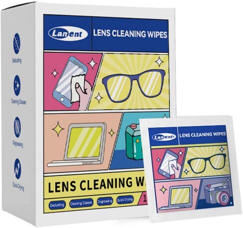 Lens Wipes for Eyeglasses –Glasses Cleaner Individually Wrapped, Pre-Moistened Lens Cleaning Wipes for All Optical Surfaces – A Pack of 100 Highly Efficient Eye Glasses Wipes, White in Saudi Arabia