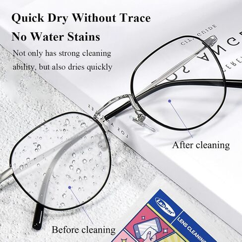 Lens Wipes for Eyeglasses –Glasses Cleaner Individually Wrapped, Pre-Moistened Lens Cleaning Wipes for All Optical Surfaces – A Pack of 100 Highly Efficient Eye Glasses Wipes, White in Saudi Arabia