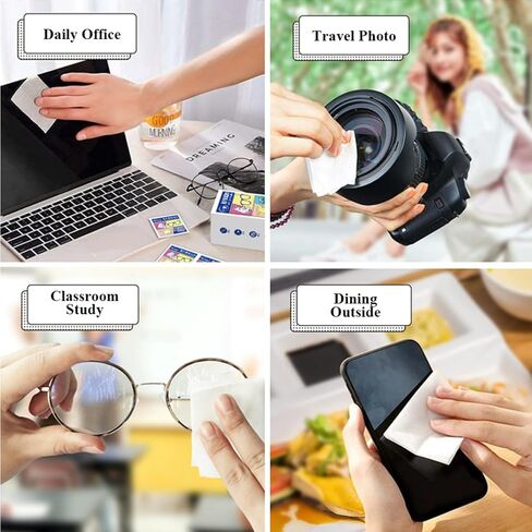 Lens Wipes for Eyeglasses –Glasses Cleaner Individually Wrapped, Pre-Moistened Lens Cleaning Wipes for All Optical Surfaces – A Pack of 100 Highly Efficient Eye Glasses Wipes, White in Saudi Arabia