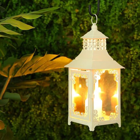 JHY DESIGN Decorative Candle Lantern 15''High Vintage Style Hanging Lantern Metal Candleholder for Indoor Outdoor Events Parities and Weddings(Black with Gold Brush) in Saudi Arabia