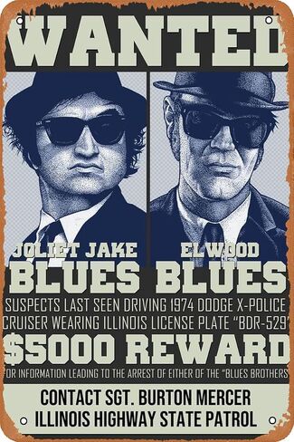 The Blues Brothers Poster Metal Tin Sign Vintage Style Wall Plaque Decor 8x12 inch in Saudi Arabia