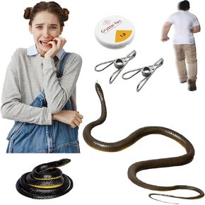 Fake Snake Snake Prank with String Clip, Realistic Fake Snake Prank Rubber Snake Prank Plastic Snake Toy, Golf Snake Prank with String Clip
