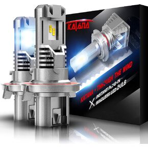 KATANA H13 LED Bulbs | 9008 Light Bulbs Fanless Wireless Super Bright 6500K Xenon White Halogen Replacement, Pack of 2