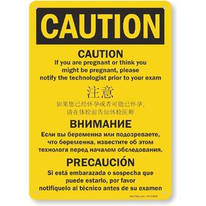SmartSign "Caution - If You Are Pregnant, Please Notify" Bilingual Sign | 10" x 14" Plastic