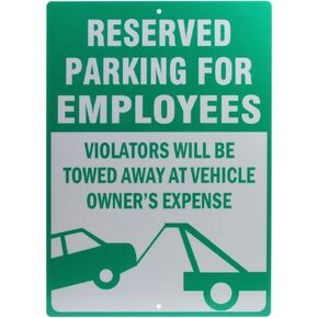 Reserved Parking for Employees Signs14 X 10 inch Rust Free 40 Mil Aluminum Reflective Sign (Red)