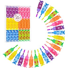 24 Pieces Cute Highlighters - 6 Colors in Mini Highlighters for Kid, Student, Party, Glitter Highlighter Great for Writing, Drawing, and Coloring