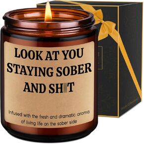 LEADO Scented Candle - Sober Gifts, Sobriety Gifts for Women, Men - Stay Sober, 1 Year Sober Gifts, 2 Year Sobriety Gift - Funny Proud of You, Sobriety Anniversary, Recovery Gifts for Her, Him