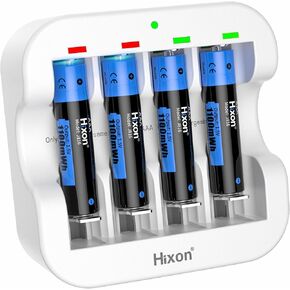 Hixon Rechargeable AAA Batteries, 1100mWh AAA Rechargeable Lithium Batteries,Constant 1.5V AAA Battery Rechargeable,1500 Cycles,4Counts Triple AAA Batteries with Battery Storage Case.