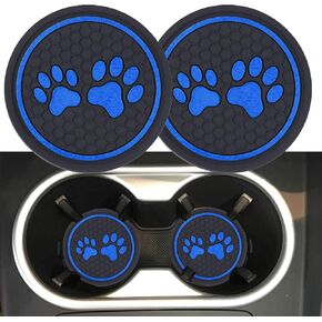 Pack-2 Car Cup Holder Coaster, Silicone Anti Slip Coaster, Dog Paw Car Coaster, Car Interior Accessories, for Most Cars, Trucks, RVs (Yellow)