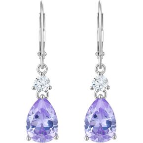 YL 10x7mm Dangle Earrings 925 Sterling Silver Leverback Earrings for Women Teardrop Created Birthstone Jewelry Gifts