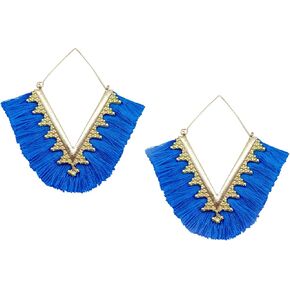 Tassel Hoop Earring, Statement Thread Dangle Earrings Stylish Long Fringe Drop Earrings Lightweight Long Swingy French Hook Earrings for Women