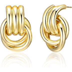 Geometric Earrings for Women 18K Gold Plated Chunky Dangle Earrings Statement Drop Earrings Jewelry Gift for Women