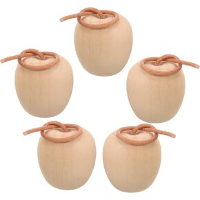ABOOFAN Unfinished Wooden Apples 5pcs Wooden Crafts DIY Unpainted Fruit Shape Art Crafts for Color Painting Wooden Mini Wooden Peg Dolls