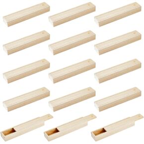 SUPERFINDINGS 6Pcs Wood Box with Slide Lid 6.6x3.7inch Unfinished Wooden Storage Box Small Wooden Box Trinket Storage Box with Slide Top for DIY Crafts Home Decoration Jewelry
