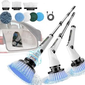 Electric Spin Scrubber, 2024 Upgraded 55inch Cordless Spin Scrubber with 8 Replaceable Brush Heads Stretchable & Adjustable Extension Handle, Power Cleaning Brush for Bathroom Shower Floor Tile
