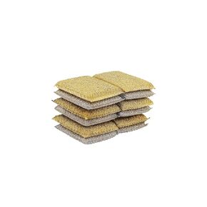 Gold and Silver Kitchen Sponge Scrubber, Heavy Duty Metallic Sink, Pot, Dish Washing Scrubber Non-Scratch, Non-Metal, Kosher Sponge, Pack of 12 (Superio)