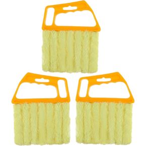 Window Venetian Blind Cleaner Duster Tool, 7 Finger Dusting Cleaner Tool, Mini Cleaner Brush Hand Held Cleaner Tool for Air Conditioner Window Shutters Duster Dirt Cleaner Yellow 3Pcs