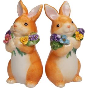 21066 Easter Rabbits with Flowers Salt and Pepper Shakers