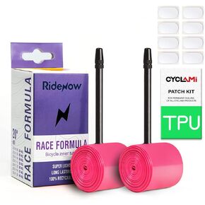 2-Pack RideNow Folding Bike Inner Tube 20'' TPU Bicycle Tire Compatible with 23/25/28/32/35/37/40-451 Valve Length Presta 65mm Super Light for Adult (Include 8 PCS Bike Inner Tire Patch) in Kuwait