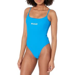 HUGO Women's Standard Center Logo Square Neckline One-piece Swimsuit