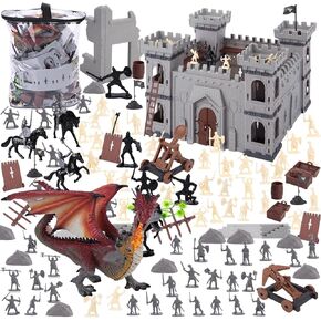 LovesTown 241PCS Medieval Dragon Toy Set, Assembled Castle Toys Knight Warrior Figures Medieval Knights for Kids Birthday Easter Christmas