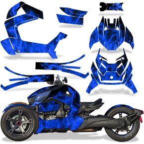 Roadster Graphics Full kit Sticker Decal Compatible with Can-Am Ryker 2018-2022 - Blue Flames