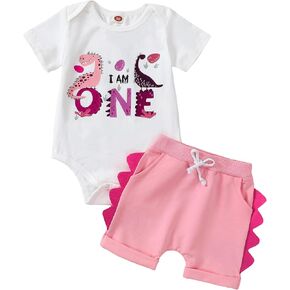 Toddler Baby Boy Girl Birthday Outfit 1st-5th Dinosaur Romper Shirt Joggers Pant Set 1-5 Yr Birthday Outfit