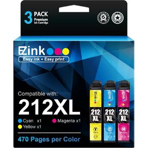 E-Z Ink (TM Remanufactured Ink Cartridges Replacement for Epson 212 212XL 212 XL T212XL to use with XP-4100 XP-4105 WF-2830 WF-2850 Printer New Upgraded Chips(Cyan, Magenta, Yellow, 3 Pack)