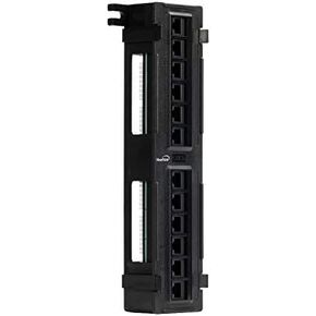 NavePoint 12-Port Cat5E UTP Unsheilded Mini Patch Panel with Wallmount Bracket Included Black