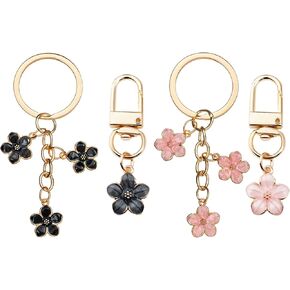 4PCS Flower Keychain Cute Cherry Key Chain Wallet Handbag Keychain Flower Keychain Accessories Gifts for Women Girls