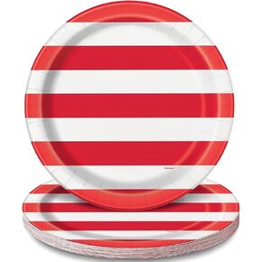 Stars & Stripes 4th of July Round Dinner Plates - 9" (Pack of 8) - Vibrant and Durable, Perfect for Patriotic Parties & BBQs