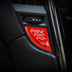 Red Ignition Starter Switch Sticker for Cadillac ATS ATS-L Start Stop Engine Button Cover Genuine Carbon Fiber Material