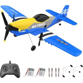 طائرة موستوب RC، لعبة مقاتلة بالتحكم عن بعد 3 قنوات، جاهزة للطيران، طائرة شراعية RC سهلة الطيران للأطفال والمبتدئين، مثبت جيروسكوبي 2.4 جيجا هرتز 6 محاور، طائرة طائرات RTF RC مع بطاريتين قابلتين لإعادة الشحن in Kuwait