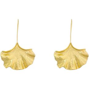 Ginkgo Leaf Earrings, Gold Ginkgo Leaf Statement Dangle Earrings For Women, Bohemian Tree Leaf Earrings, Fan-shaped Stud Earrings Ginkgo Leaf Boho Jewelry, Silver Ginkgo Leaf Flower Drop Earrings