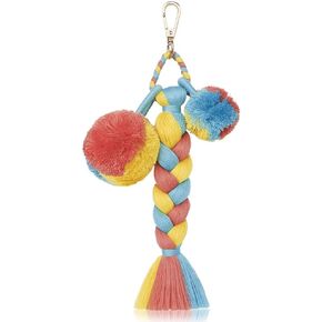 Colorful Boho Tassel Charm Key Chain Pom Pom Tassel Bag Pendant Key Ring Keychain