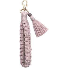 Fuqimanman2020 Boho Macrame Keychain Handmade Tassel Wristlet Keychain Bracelet Keyring Holder Wrist Lanyard Women