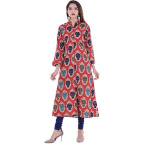Indian Women's Printed Cotton Kurti Multicolor Top