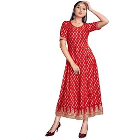 Indian Kurti for Womens || Rayon Foil Printed Kurta Kurtis Dress For Women Tops Tunic
