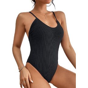 Dixperfect Women's Sexy Deep V-Neck High Cut One Piece Bathing Suit Plunge Side Strap Swimsuit Monokini