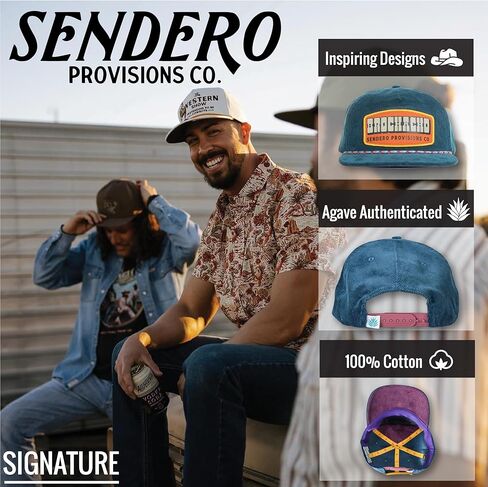 Sendero Provisions Co. Brochacho Hat Blue Unisex Unstructured 5-Panel Lightweight Corduroy Screen Printed Patch Snapback Paracord Rope Hat in Kuwait