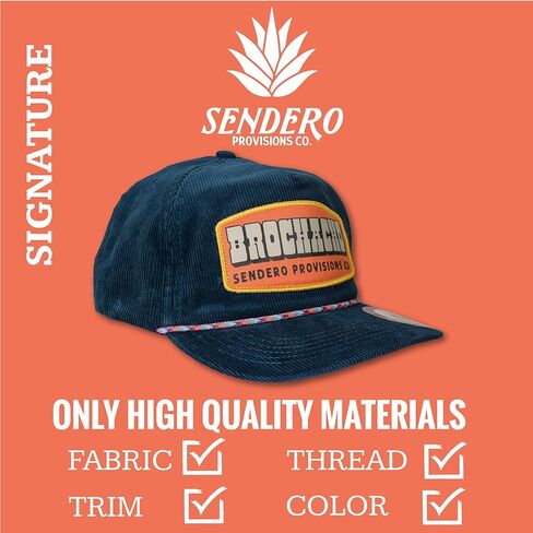 Sendero Provisions Co. Brochacho Hat Blue Unisex Unstructured 5-Panel Lightweight Corduroy Screen Printed Patch Snapback Paracord Rope Hat in Kuwait